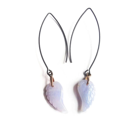 Silver & Aventurine Wings Earrings