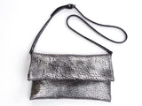Silver Leather Clutch