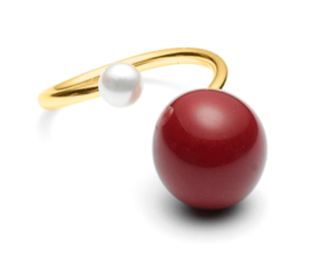 Pearl Finger Ring Red